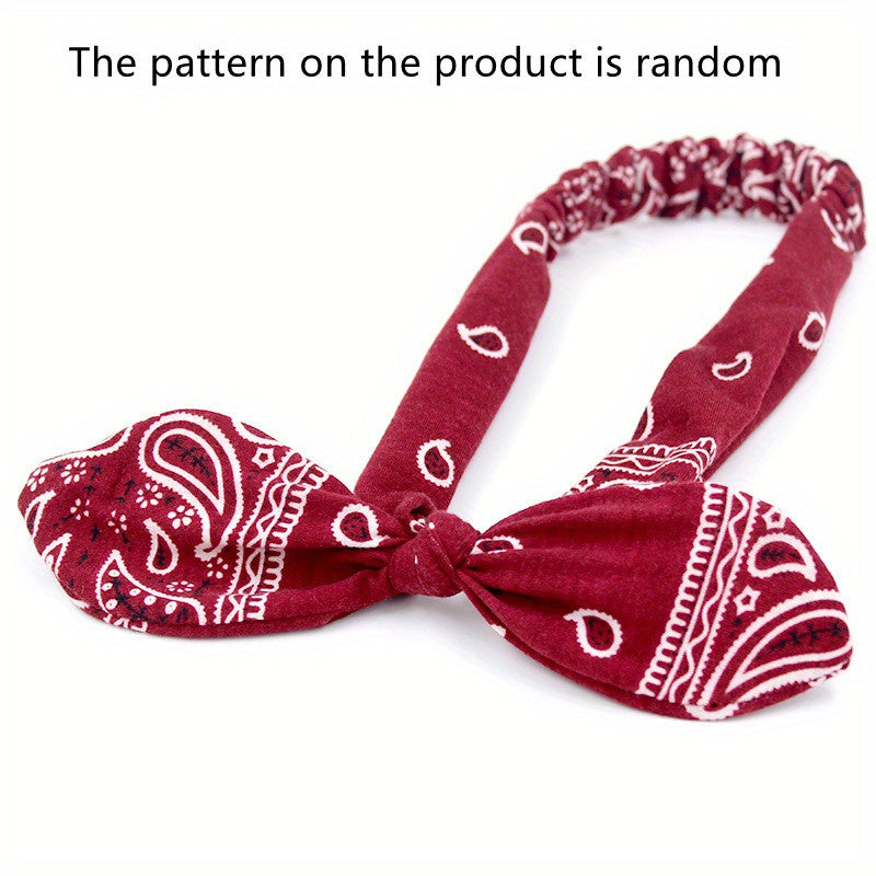 Paisley Print Boho Head Band Soft Headband Vintage Bowknot Elastic Hair Bands Hair Accessories