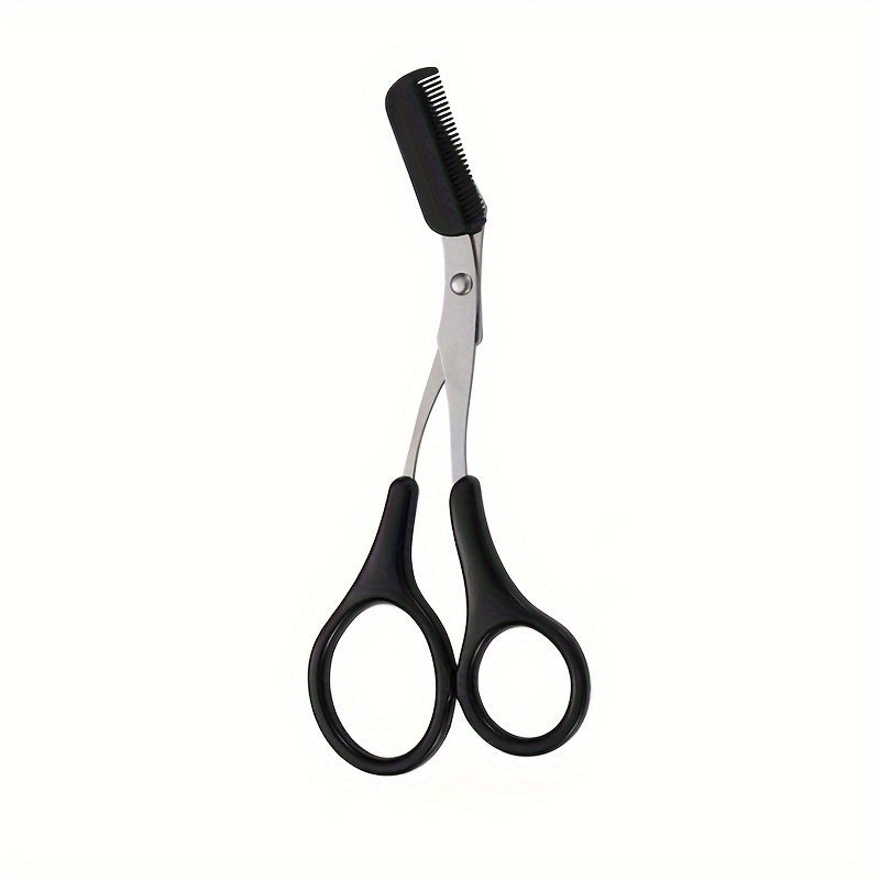 [Elegant Style] Stainless Steel Eyebrow Trimming Scissors with Pink Comb - Safe, Mini Makeup Grooming Tool for Perfectly Shaped Eyebrows, No Power Needed