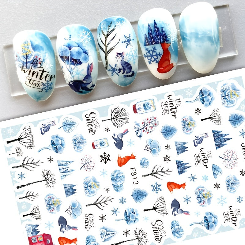 Snowflake Pattern Adhesive Nail Decals, Fashion Nail Art Stickers, Nail Stickers For Women