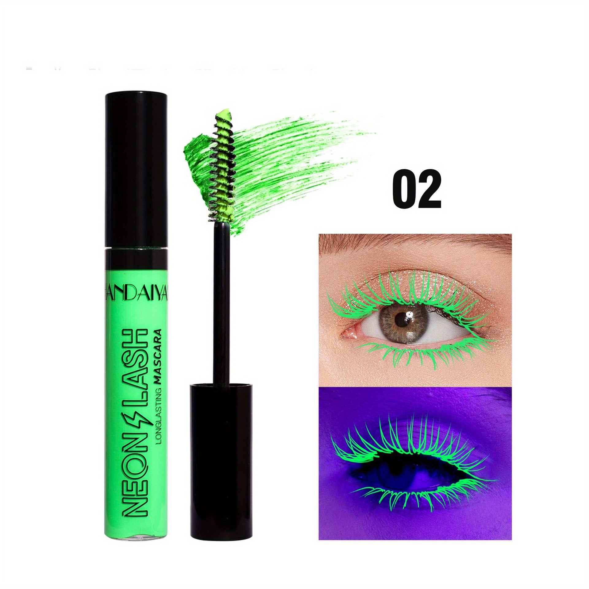 UV Glow 6 Colors Neon Mascara, Matte Colorful Waterproof Mascara, Smudge Proof Fluorescent Face Body Painting Halloween Cosplay Makeup Gift For Music Festival