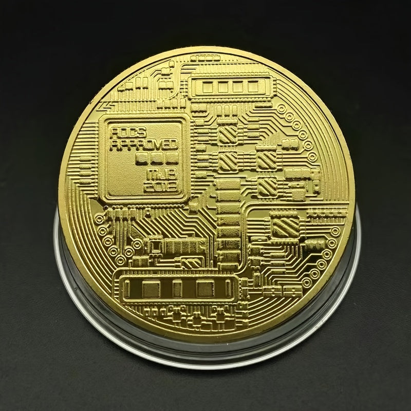 Golden Commemorative Coin Of Bitcoin, A Virtual Currency, As A Business Gift Item With Coin Craftsmanship For Foreign Trade.