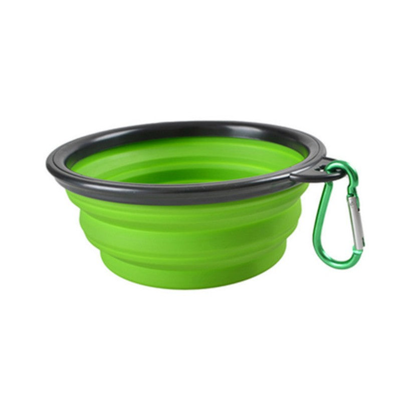Portable Foldable Pet Bowl with Black Frame, 350ml TPR Dog Food Dish for Outdoors