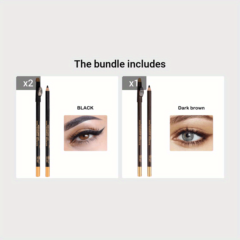 Wooden Makeup Pen With Pencil Sharpener Black Pearlescent White Multi-color Lip Liner Eyeliner Lying Silkworm Eyebrow Pencil Multi-purpose Makeup Tool Valentine's Day Gifts