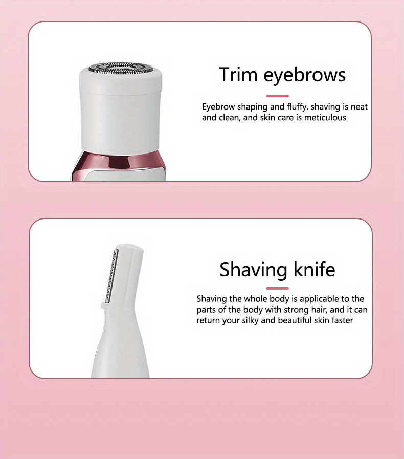 [Mother's Day Gift] 4-in-1 Rechargeable Electric Razor for Women Face, Nose, Legs, Underarm, Bikini Trimmer, Women's Electric Shaver Painless Grooming Kit - Portable USB Charging