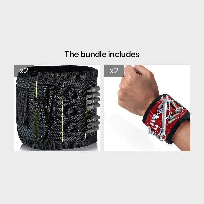NEWSHARK Magnetic Wristband Tool Holder - Black Fabric with Strong Neodymium Magnets, Ideal for Screws, Nails, Drilling Bits | Perfect for DIY Handymen, Dads & Women, DIY Tool Holder|Magnetic Fastening|Durable Fabric, Tool Ho