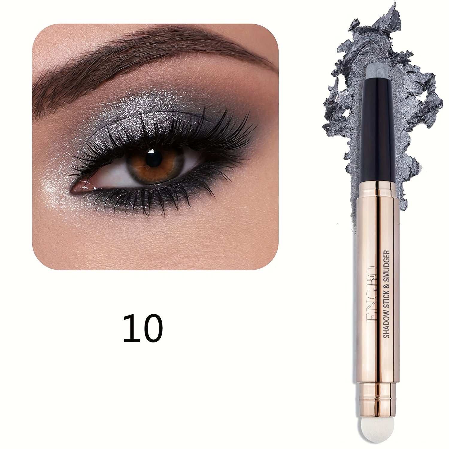 Eyeshadow Stick With Sponge Tip Glitter Creamy Eyeshadow Pencil Crayon Brightening Makeup (12 Midnight Black Matte) With Soft Waterproof Long Lasting Eyeshadow Highlighter Makeup For Music Festival