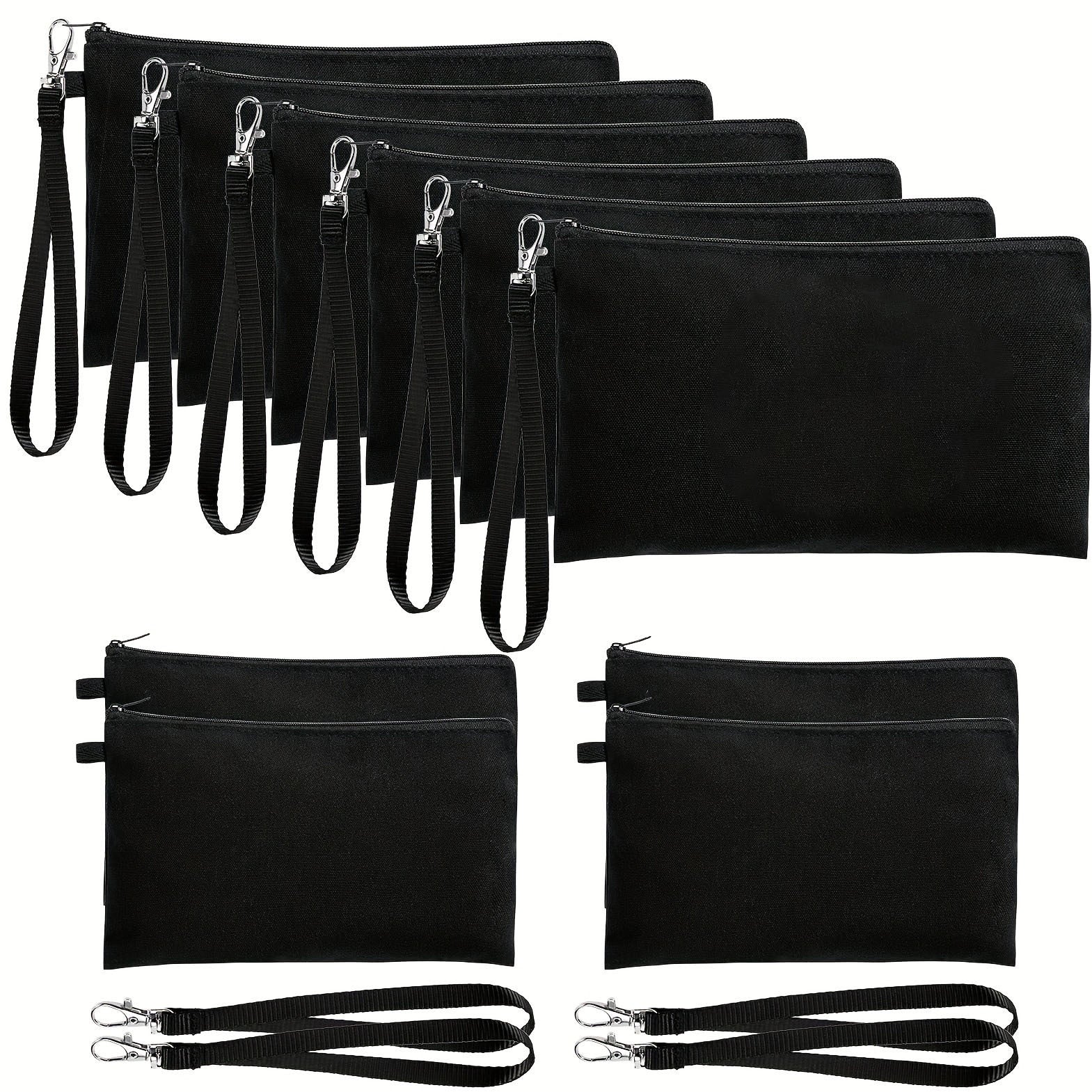 10pcs Cosmetic Bags Sublimation Blank Heat Transfer Makeup Bags With Wristband Lanyards For DIY Craft Travel Canvas Zipper Pencil Bags (8.3 X 5.1 Inch/21.08 X 12.95 Cm)