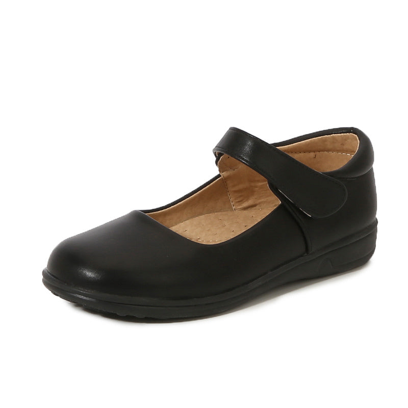Girls' Black Mary Jane Shoes with Bow Detail - Non-Slip Synthetic Faux, Ideal for Performances & School Uniforms