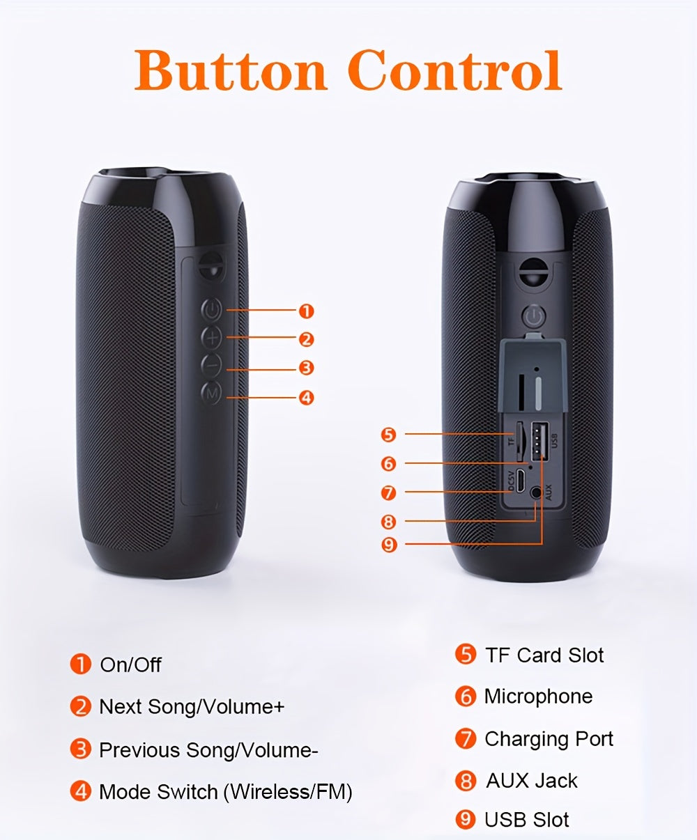 TG117 Wireless Speaker with Subwoofer, 3D Surround Sound, Portable Outdoor Speaker, Supports TF Card/U Disk, TWS, Hands-Free Calling, Compatible with Mobile Phones/Tablets, Built-in Microphone, T&G