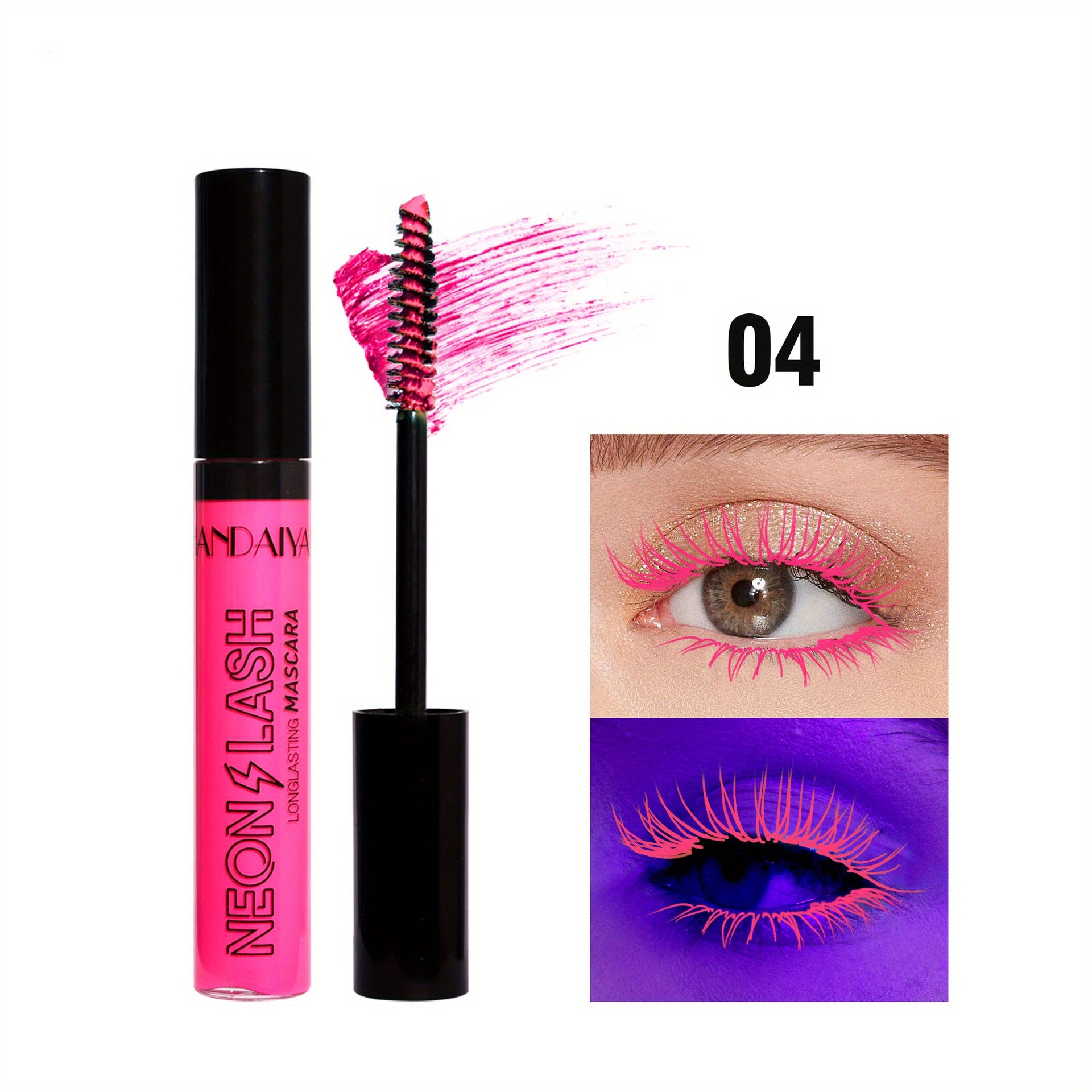 UV Glow 6 Colors Neon Mascara, Matte Colorful Waterproof Mascara, Smudge Proof Fluorescent Face Body Painting Halloween Cosplay Makeup Gift For Music Festival