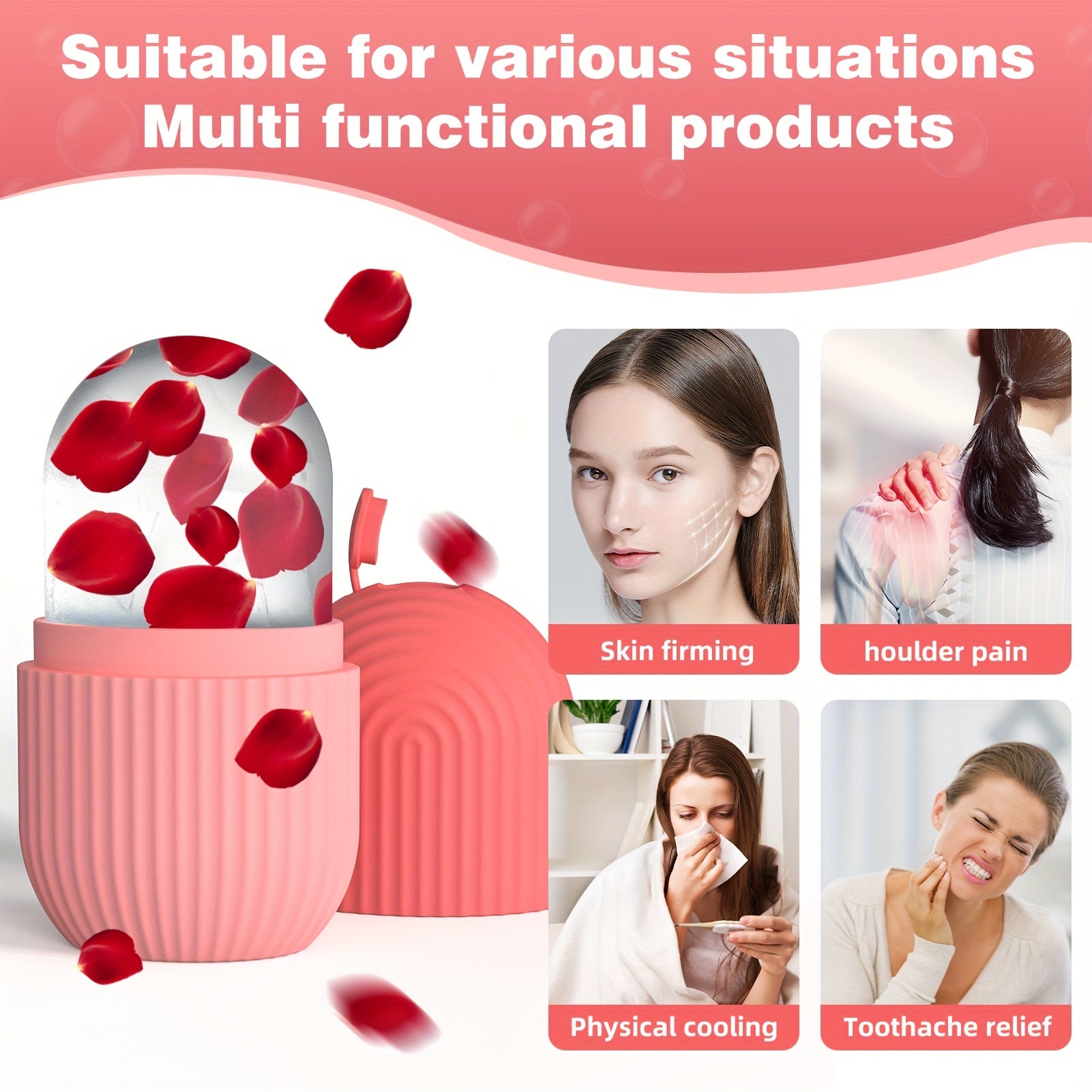 1pc Ice Roller for Face - Fragrance-Free, Battery-Free Skincare Tool for Glowing Light Beige- Ideal for Daily Facial Care & Massage