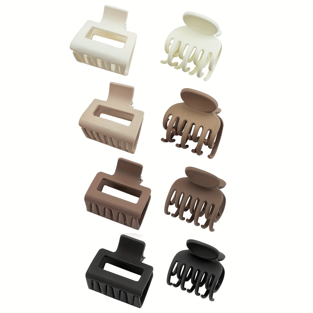 4pcs/8pcs Medium Claw Hair Clips for Women, Matte 1.6 Inch Rectangle Double Row Teeth Hair Claw Clips for Thin/Medium Fine Hair, Non Slip Jaw Clips, Formal Hairstyles, Wedding Hair Clips, Matte Finish, Smooth Grip, Durable Cl