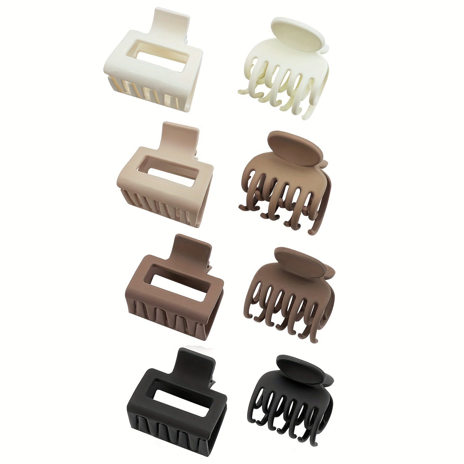4pcs/8pcs Medium Claw Hair Clips for Women, Matte 1.6 Inch Rectangle Double Row Teeth Hair Claw Clips for Thin/Medium Fine Hair, Non Slip Jaw Clips, Formal Hairstyles, Wedding Hair Clips, Matte Finish, Smooth Grip, Durable Cl
