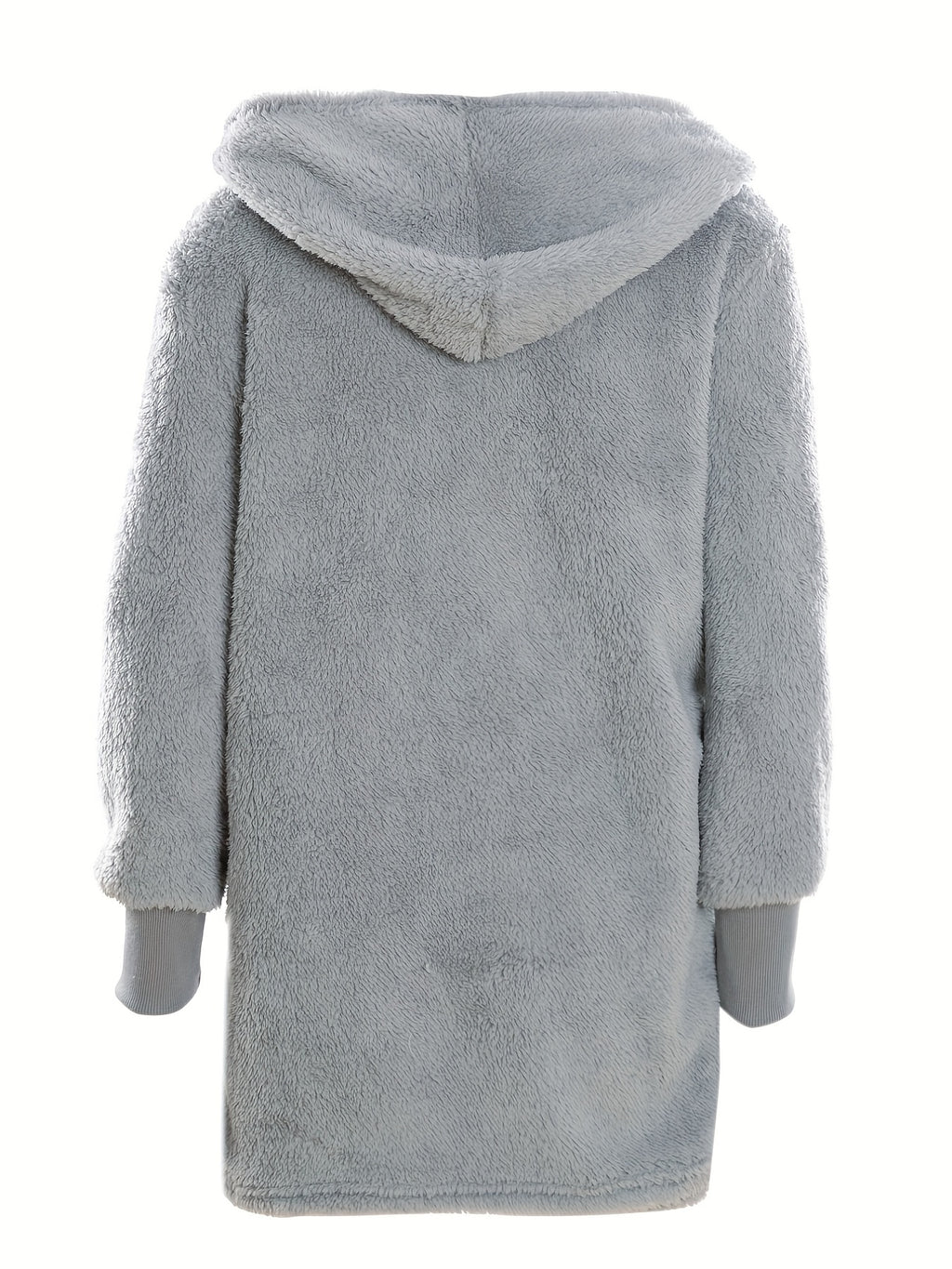 Warm Fuzzy Pajama Set, Long Sleeve Hooded Robe & Tank Top & Drawstring Shorts, Women's Sleepwear & Loungewear