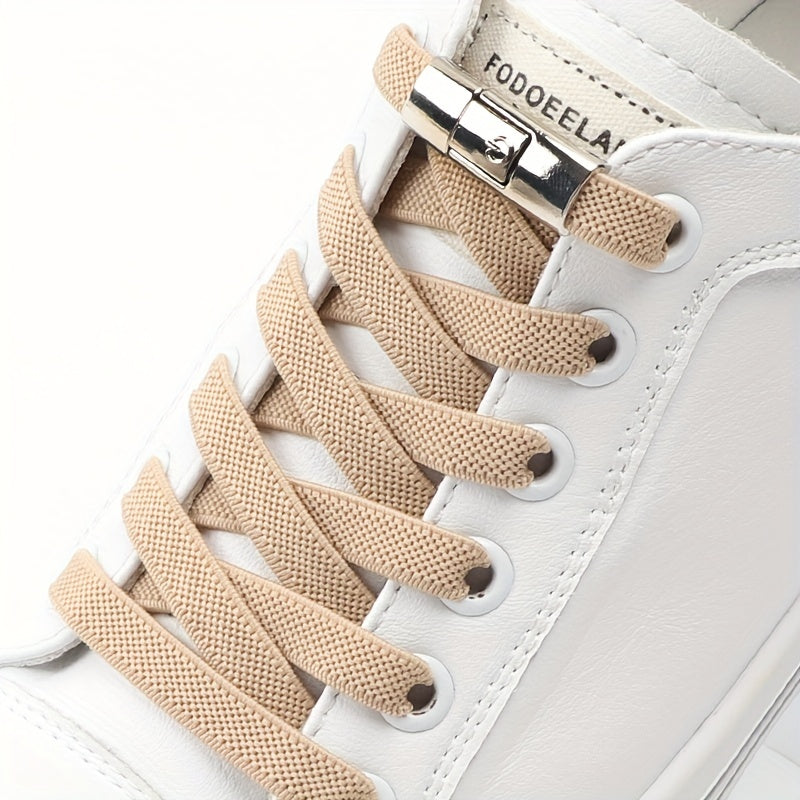 [Polyester Sneaker Accessories] White Polyester 1Pair Women's Sneaker Accessories, No Laces with Buckles