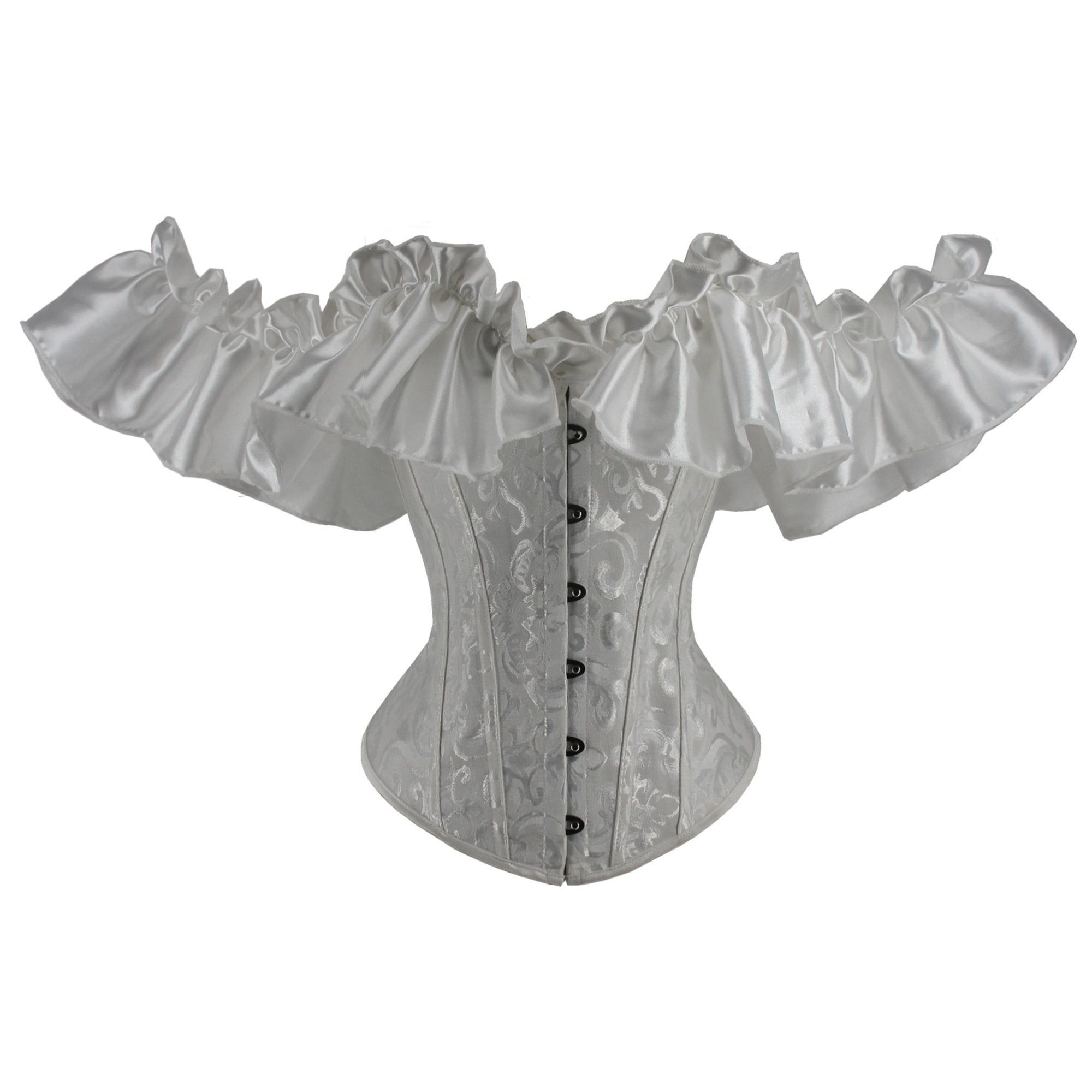 Black Flounce Sleeve Corset Tops, Lace Up Bustier Shapewear Top, Women's Lingerie & Shapewear