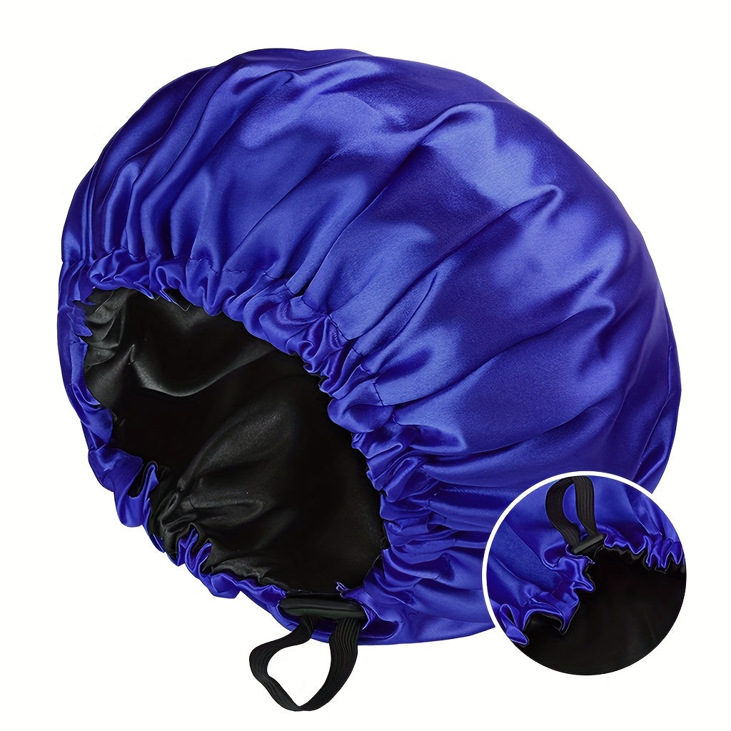 Satin Bonnet For Sleeping Adjustable Bonnet For Curly Hair Bonnets Double Layer Large Satin Lined Sleep Cap For Women