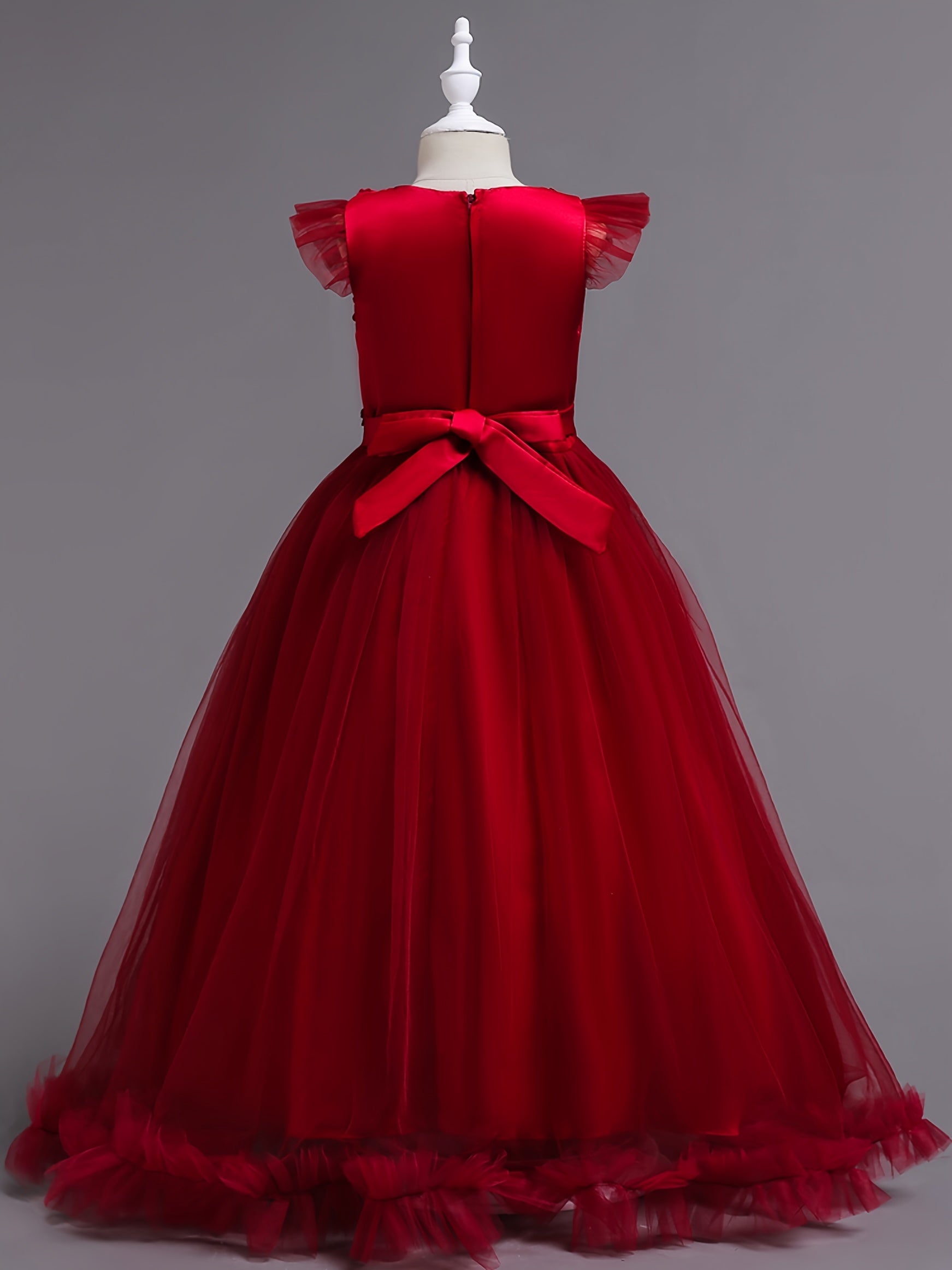 Girls Dresses Floral Lace Princess Dress With Tulle Birthday Party Wedding Sleeveless Pageant Evening Gown