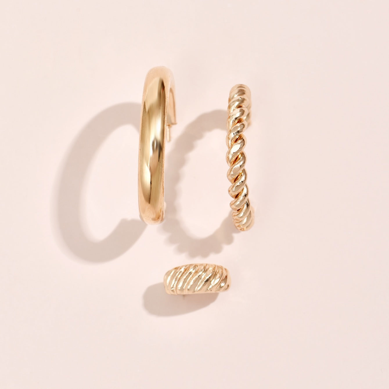 Punk Chunky Hoop Earrings 3pcs/set 14K Plated Alloy Round Circle Hoop Earrings For Women Jewelry