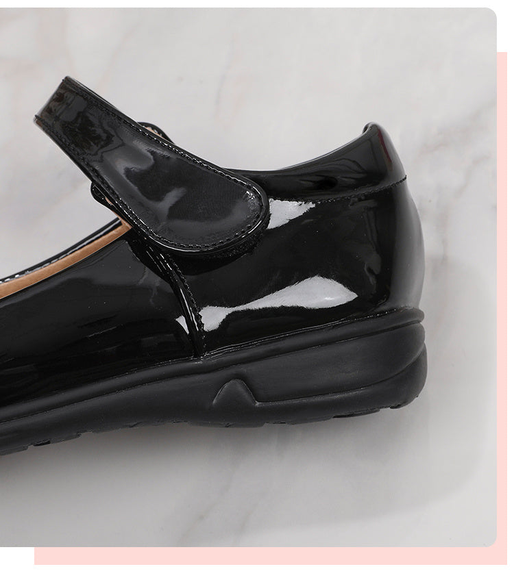 Girls' Black Mary Jane Shoes with Bow Detail - Non-Slip Synthetic Faux, Ideal for Performances & School Uniforms