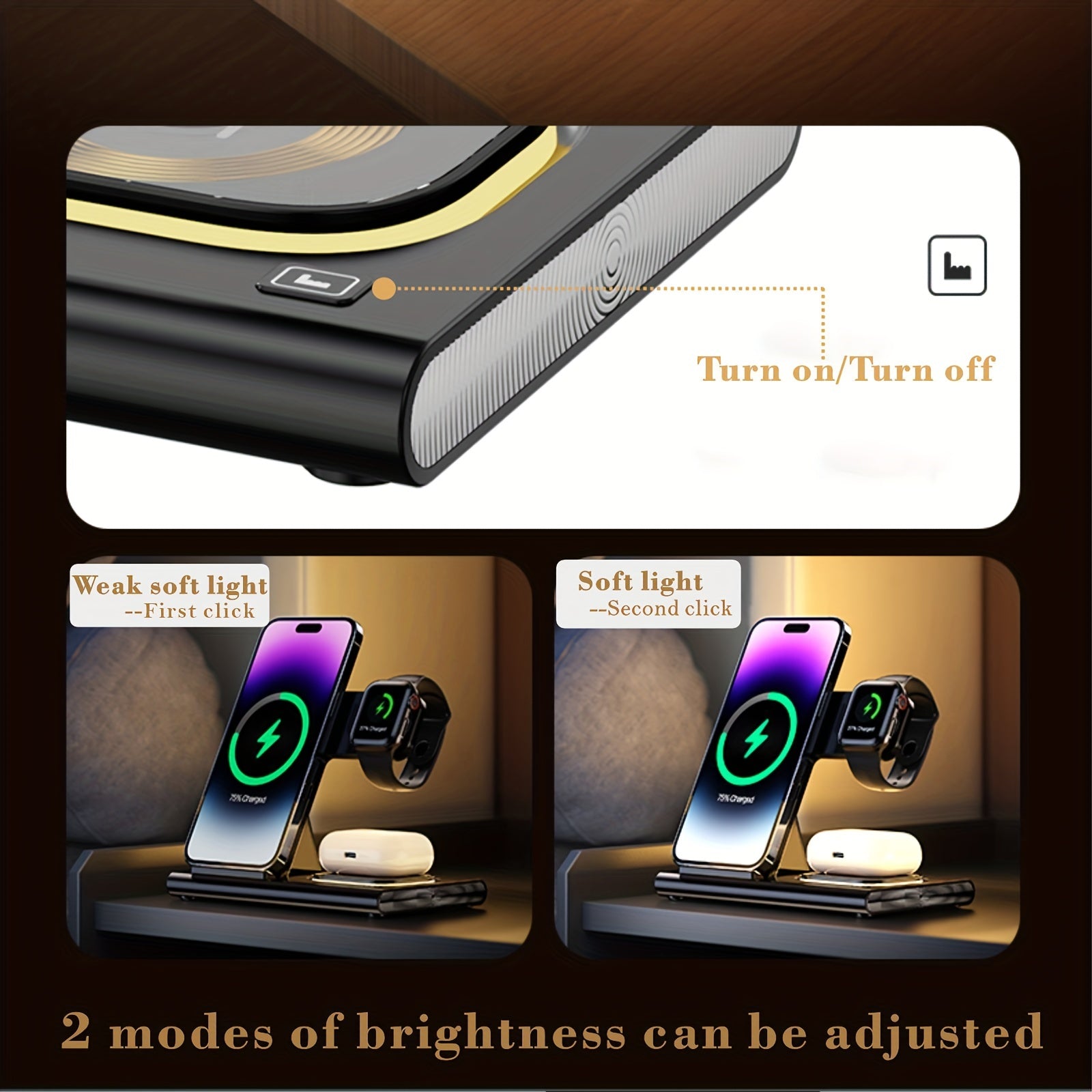 Wireless Charging Station, 4 In 1 Wireless Charger Stand, Multi Fast Wireless Charging Dock For iPhone Multiple Devices For IPhone 14/14 Plus/13/12/11/Pro/Max/X/XS/XR/8, For iWatch Ultra/8/7/6/5/4/3/2/SE, For Airpods 3/2/Pro,