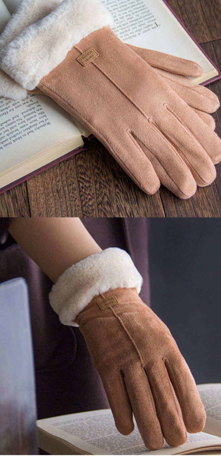 [Women's Winter Gloves] Cozy Touchscreen-Compatible Winter Gloves for Women - Plush, Thickened Five-Finger Design for Warmth and Comfort During Outdoor Activities, Students, Riding