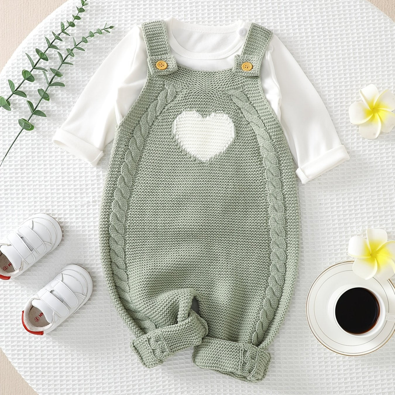 Baby Clothing Girl Baby Bodysuit Baby Love Jacquard Boys Knitted Bodysuit, Suitable For Indoor And Outdoor Wear