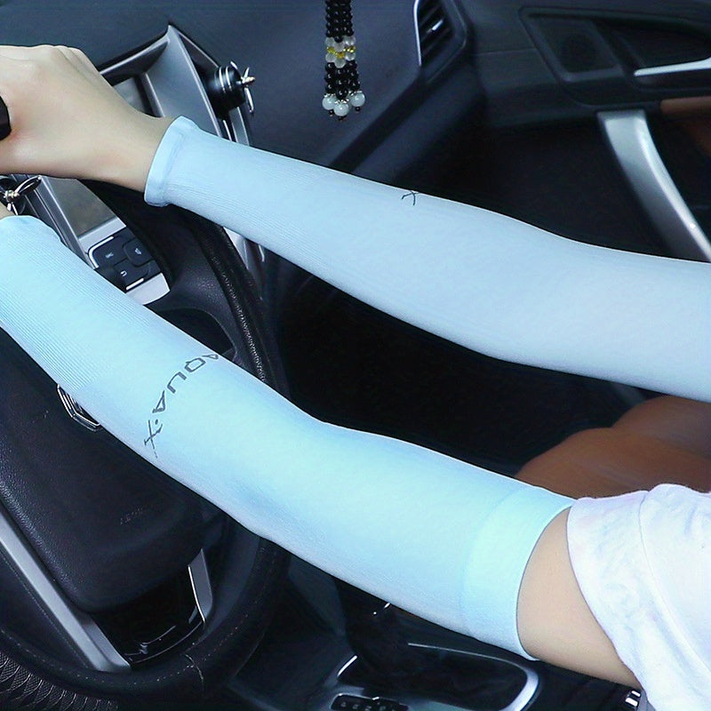 2pcs Women's Cooling Hand Covers in Ice Sliky Fiber Fabric for Running, Fishing, Cycling