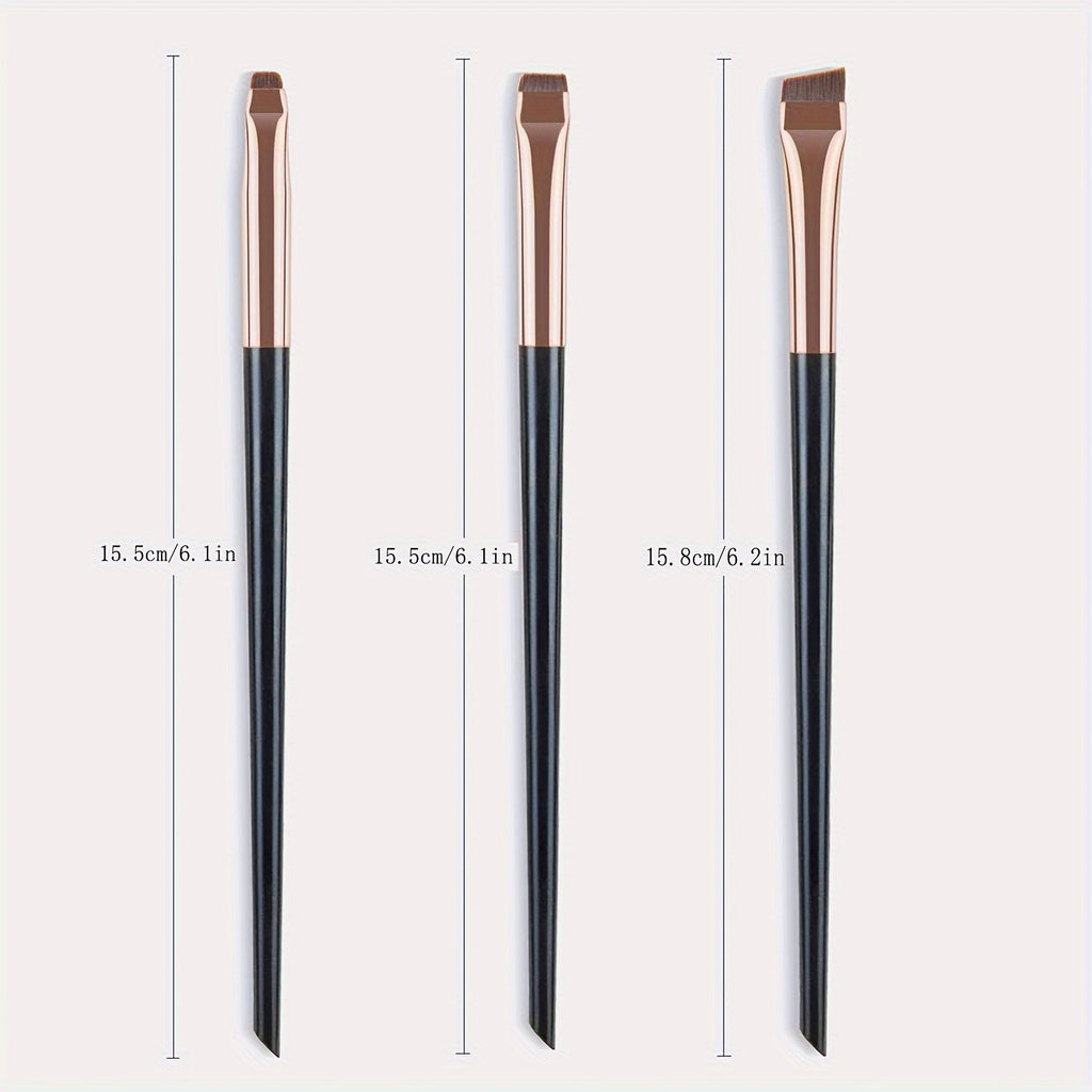 3Pcs Ultra-Thin Eyebrow Brush Set - Angled Precision Eyeliner Makeup Brushes, Synthetic Bristles Slanted Eye Brow Tinting Kit