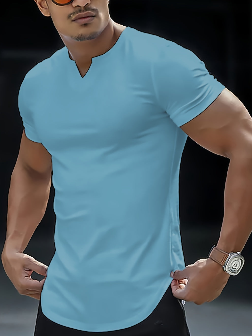 Summer-Ready Stylish Men’s V-Neck T-shirt - Comfortable, Breathable Fabric, Easy-Care & Durable