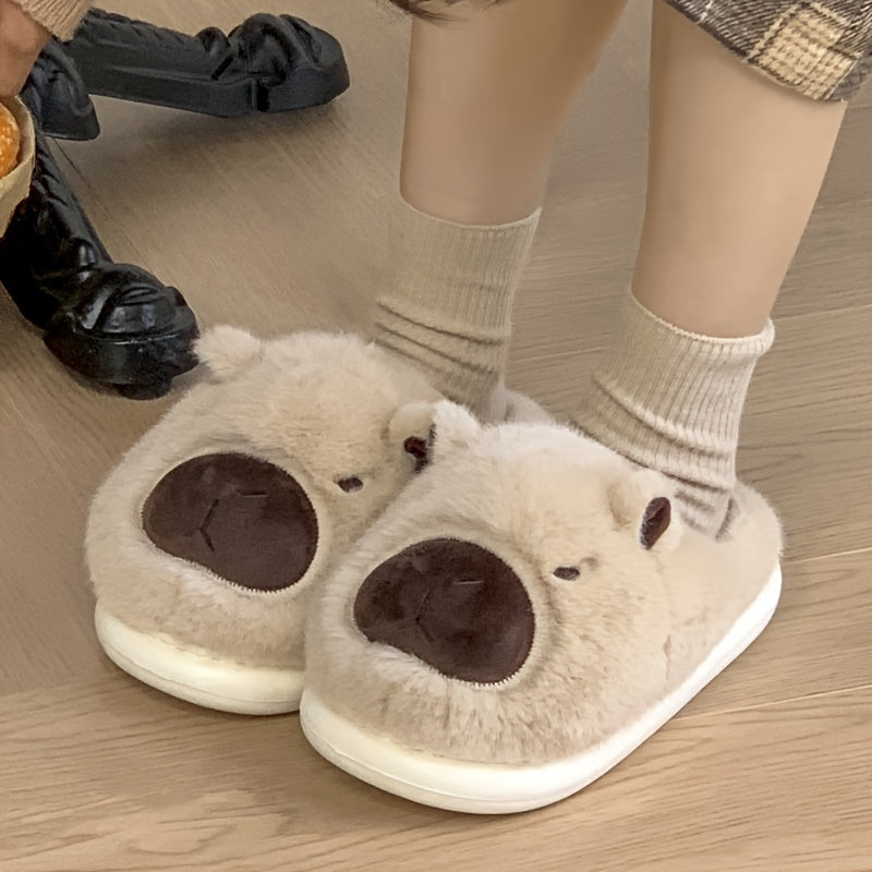 Warm Anti-slip Capibara Plush Slippers - Adorable Animal Women's Home Slippers