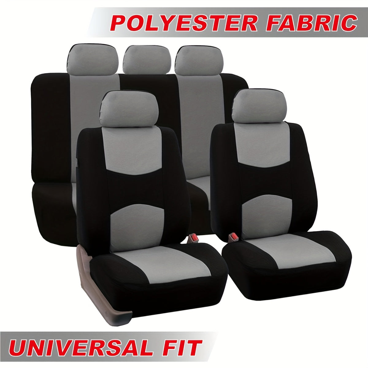 Polyester Universal Fit Car Seat Cover Full Set for 5 Seats Cars