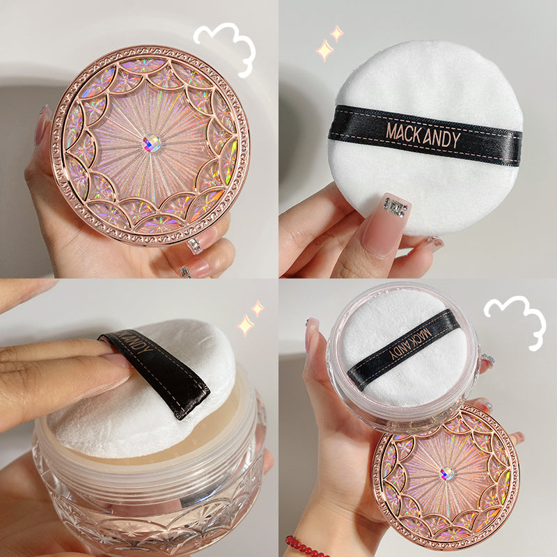 for MACK Andy Matte Finish Makeup Setting Powder – Smooth, Natural, Long-Lasting Coverage for All Skin Tones, Ivory to Rose, Lightweight & Oil-Control Compact with Intricate Design, Skin Brightening Product | Elegant Compac