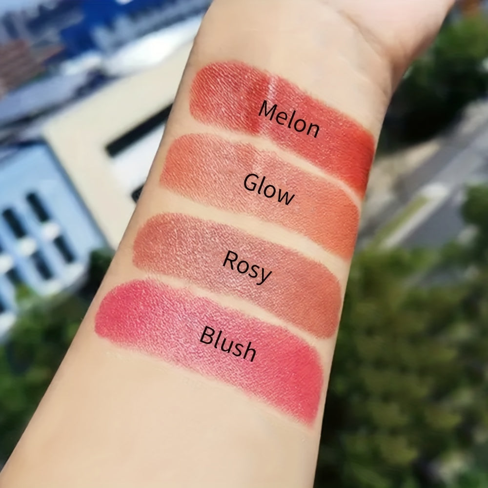 2-in-1 Rose Golden Blush Stick - Waterproof, Lightweight, Long-Lasting Makeup with Built-in Brush for Lip Gloss and Eyeshadow - Suitable for All Skin Types, Easy to Apply and Blend