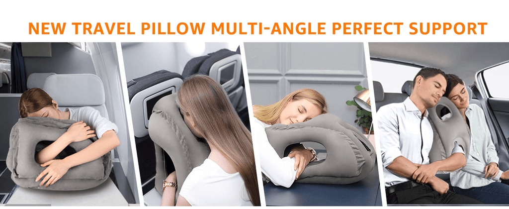 Portable Inflatable Travel Pillow for Airplanes, Cars, Trains & Office Naps - Ergonomic Design with Soft Compression, Durable & Lightweight, Ideal for Camping, RVs, and Sports Events, Travel Pillow for Airplanes, Vehicle Neck