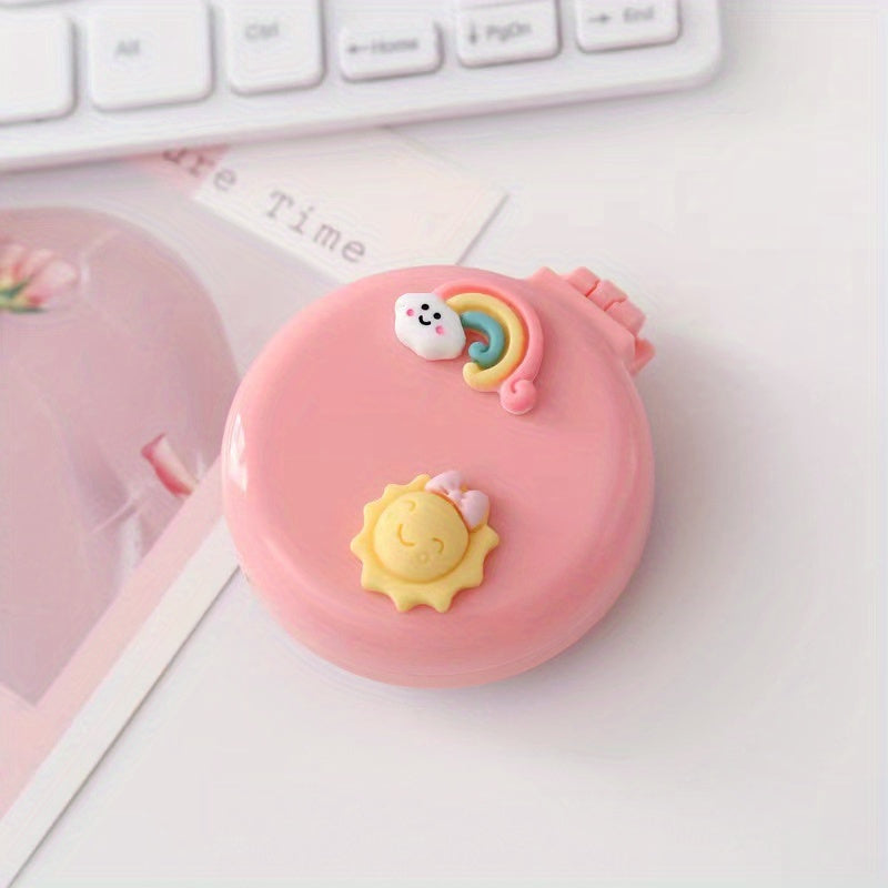 Cute Folding Airbag Comb With Mirror Cartoon Round Pocket Hair Brush With Makeup Mirror Compact Travel Hairbrush Mini Hair Massage Comb For Women And Girls