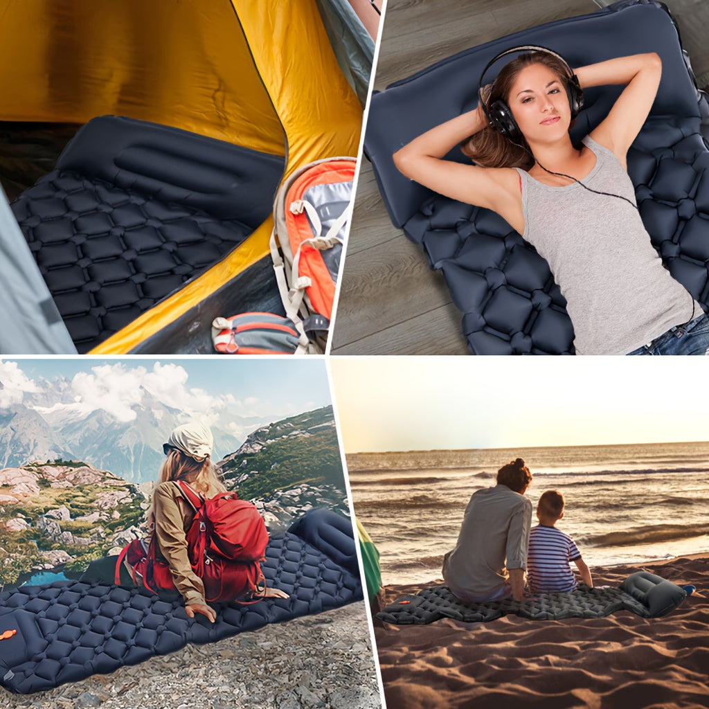 WESTTUNE Ultralight Air Cushion Sleeping Pad - Rectangular, Nylon, Foldable Camping Mattress with Built-in Air Pump, Ideal for Hiking and Outdoor Adventures, Camping Gear | Foldable Sleeping Pad | Durable Sleeping Pad