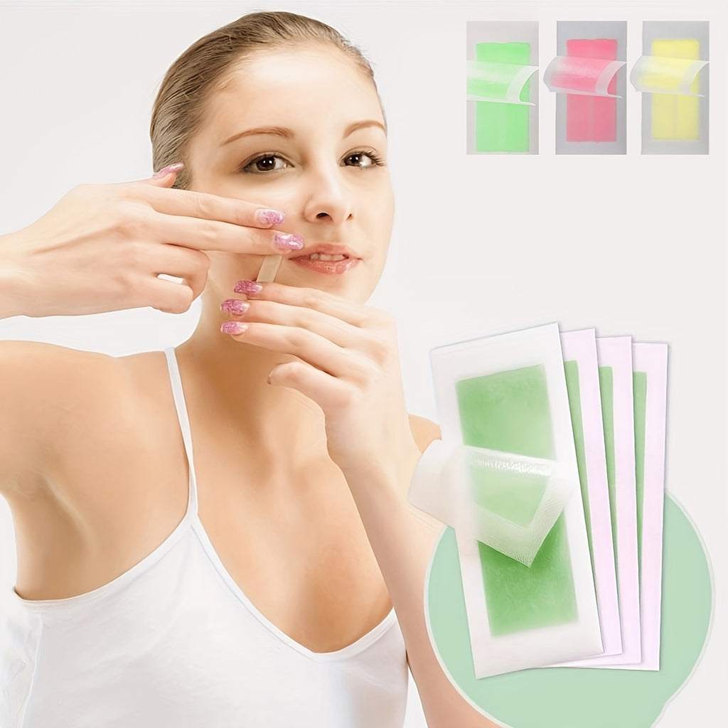 WAXKISS Green Aloe Vera Hair Removal Wax Strips Ready-To-Use Peel-Off Face Eyebrow Lip Mustache Cheek Wax Hair Removal Small Wax Strips Portable And Practical Painless And Fast Hair Removal Gentle And Non-Irritating 20 Small