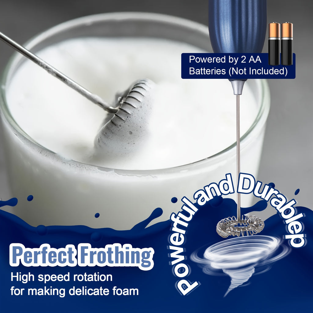 1pc, Lalayuan Powerful Electric Milk Frother, Mini Milk Foamer, Battery Operated (Not Included) Stainless Steel Drink Mixer, Handheld Electric Whisk For Coffee, Latte, Cappuccino, Chocolate, Matcha