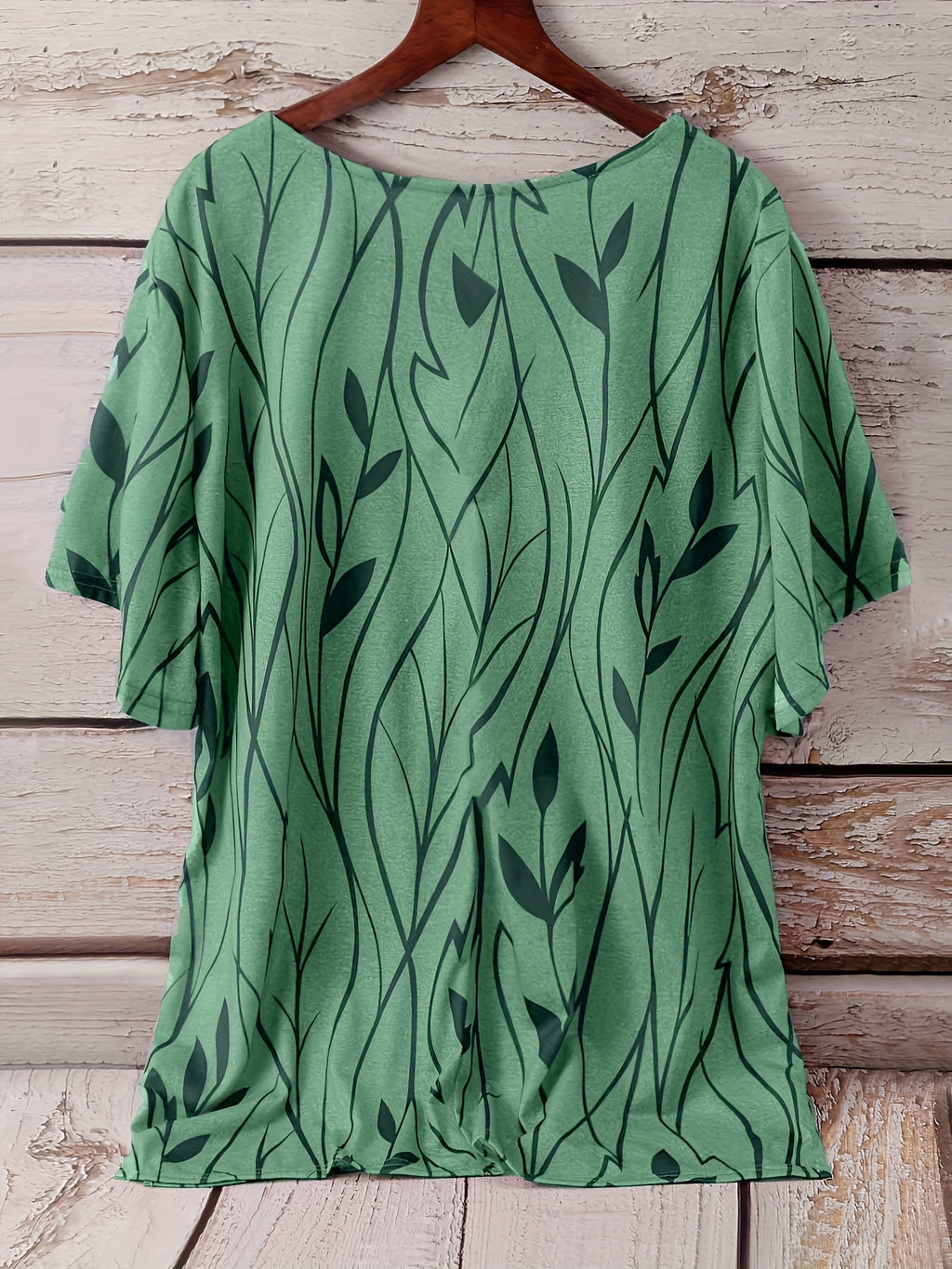 [Plus Size Elegant Floral Tee] Plus Size Elegant T-shirt, Women's Plus Casual Floral Print Round Neck Half Sleeve Tee