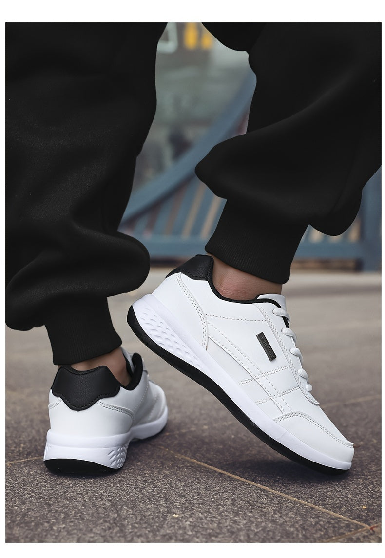 VanWeir Lightweight Men'S Shoes - Navy Blue & White, Stable Lace-Up Sneakers with MD/TPR Sole, Breathable Fabric Lining for Outdoor Sports, Hiking & Casual Wear