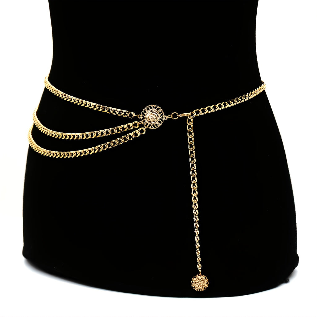 Boho Tassel Waist Chains Sun Flower Body Chain Golden Beach Belts Jewelry For Women