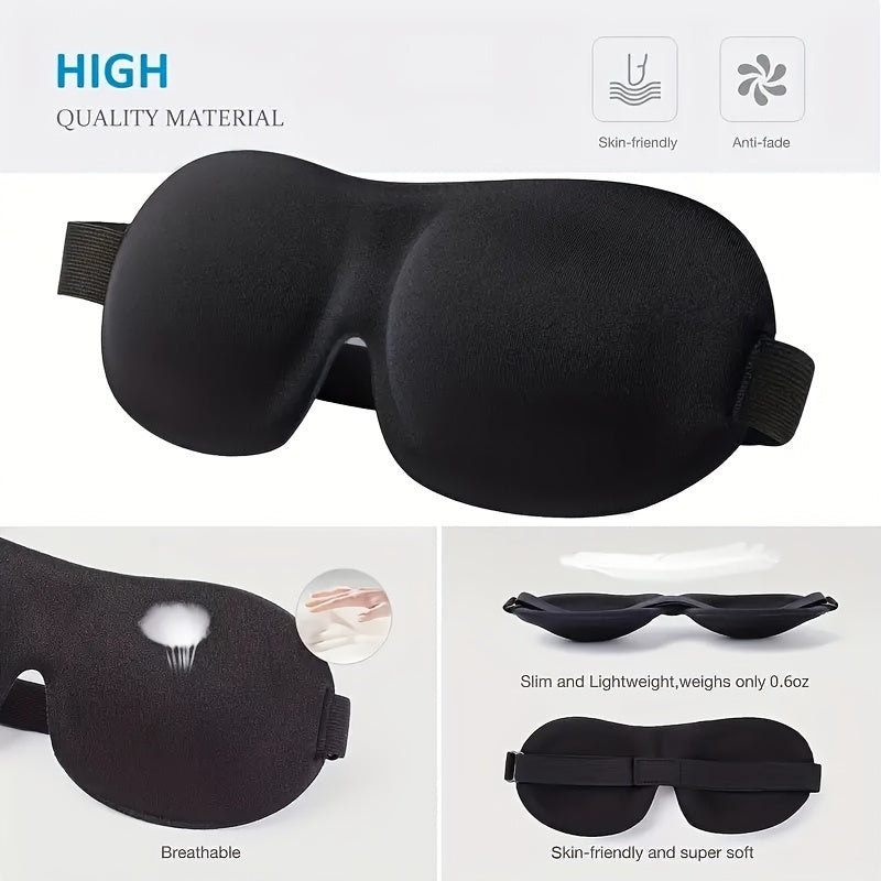 Sleep Pure Black 3D Three-dimensional Light Blocking Eye Mask 1pc, 3pcs, 5pcs, 10pcs
