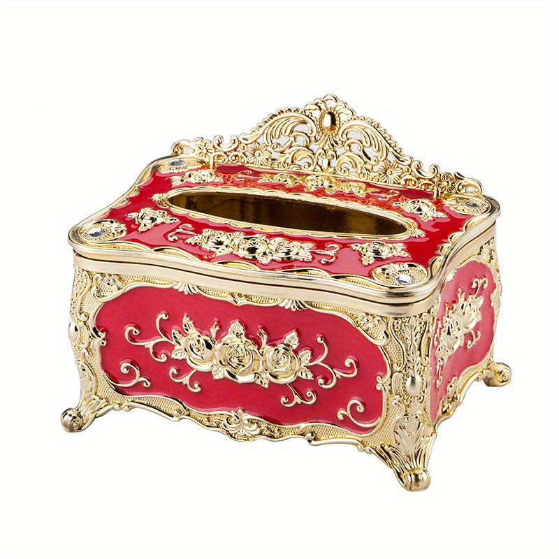 1pc Rose Crown Embossed Tissue Box - Luxurious Elegant Design Tissue Holders, Paper Holder, Napkin Holder - For Home, Living Room, KTV, Hotel, Bar, Club, Toilet, Bath - Perfect Gift for Housewarming & Wedding
