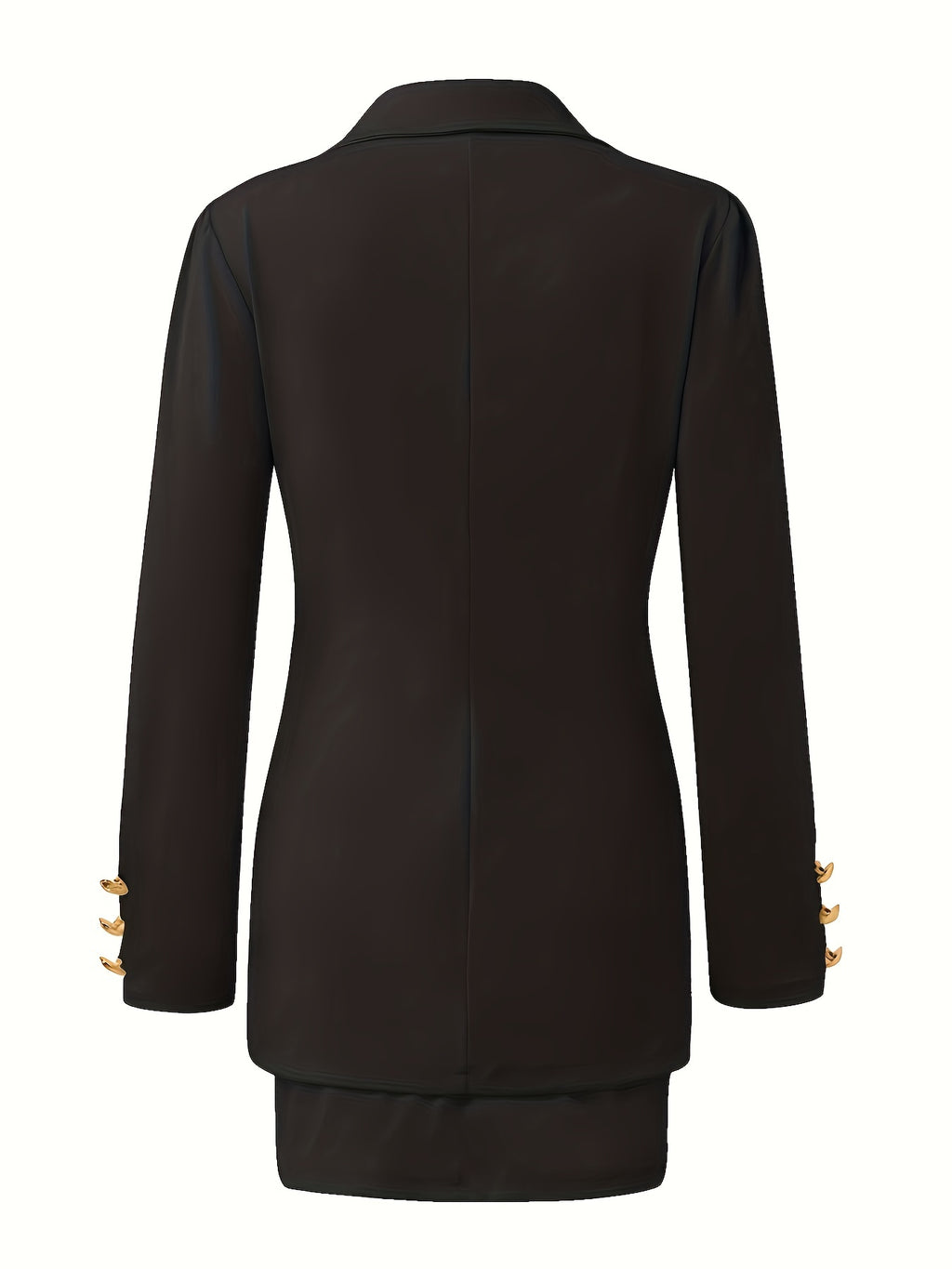 Blazers Two-piece Set, Casual Fashion Solid Loose Long Sleeve Blazers & Mini Skirt, Women's Clothing