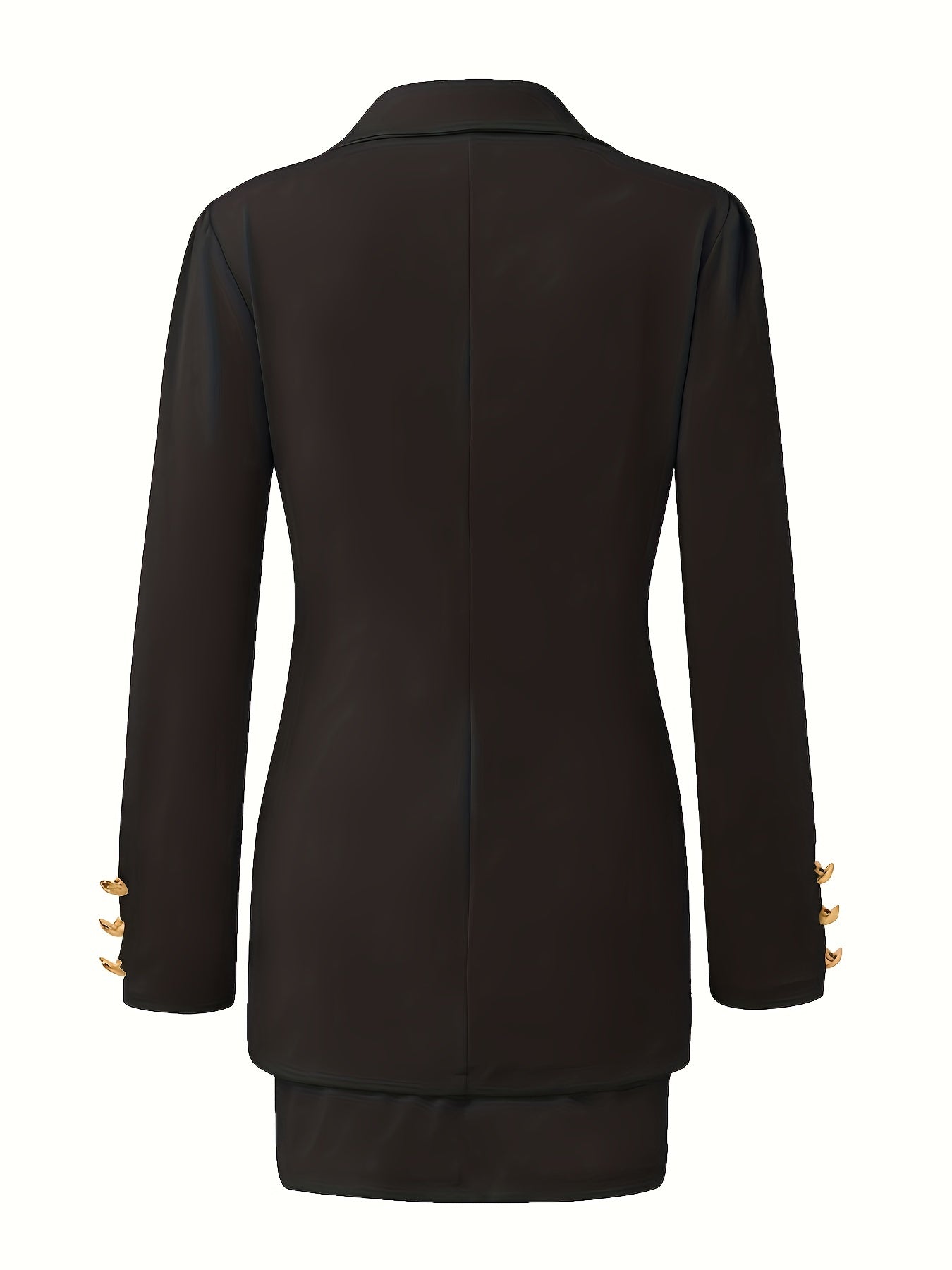 Blazers Two-piece Set, Casual Fashion Solid Loose Long Sleeve Blazers & Mini Skirt, Women's Clothing