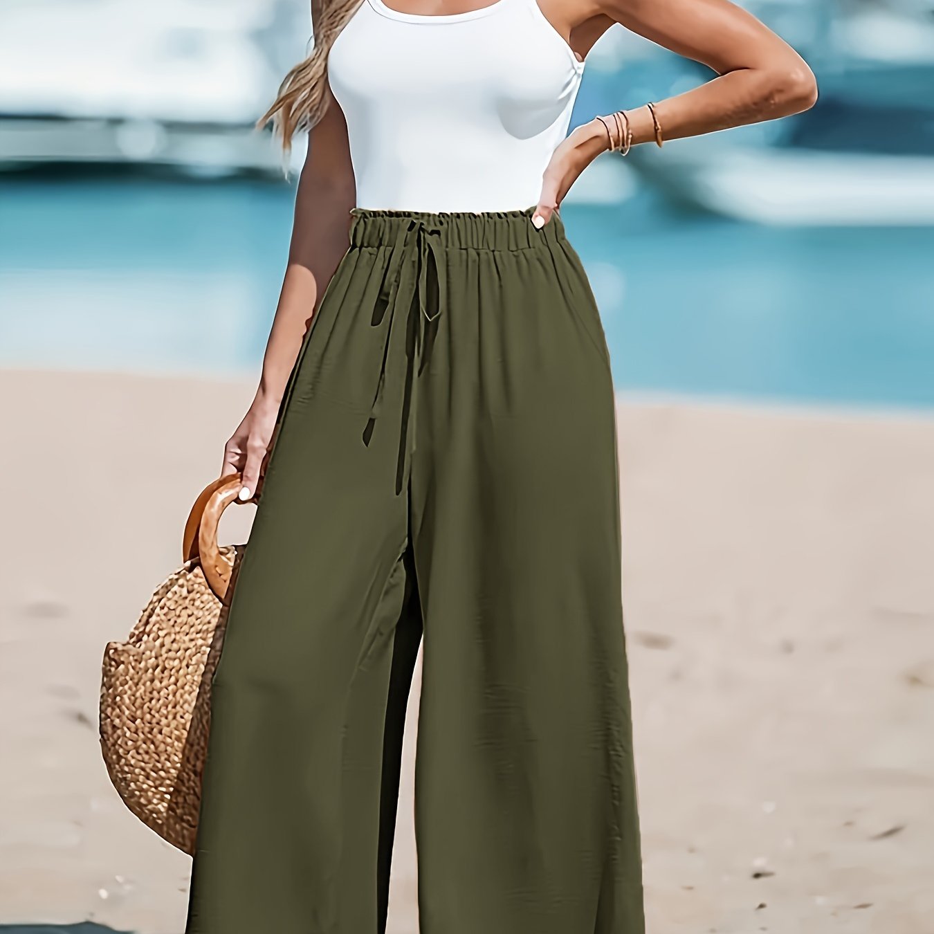 Comfortable And Breathable High-waisted Loose Wide-leg Pants For Women's Casual Fashion.