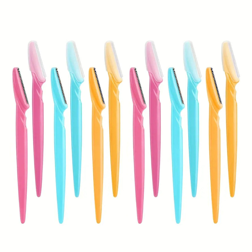 12-Pack Stainless Steel Eyebrow Razors - Unscented Multipurpose Body Hair Removal Tools with Sharp Blades for Effortless Grooming, No Accessory Included
