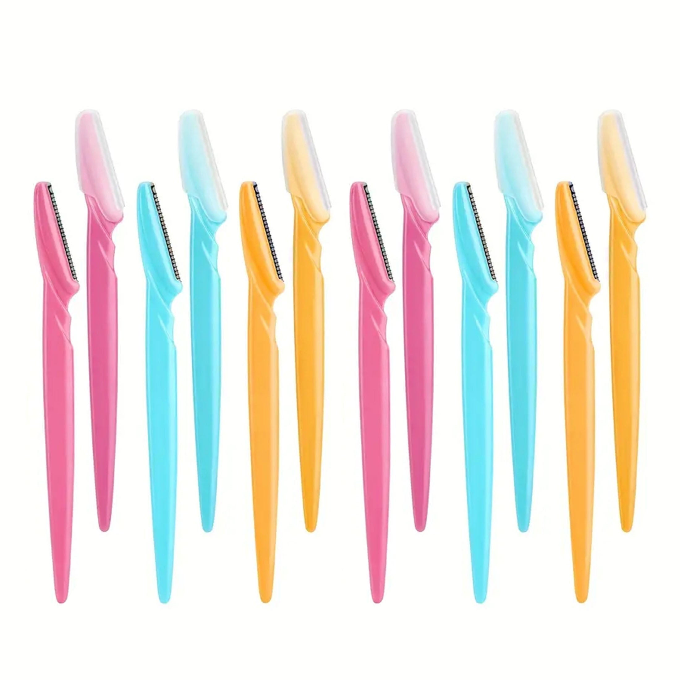 12-Pack Stainless Steel Eyebrow Razors - Unscented Multipurpose Body Hair Removal Tools with Sharp Blades for Effortless Grooming, No Accessory Included