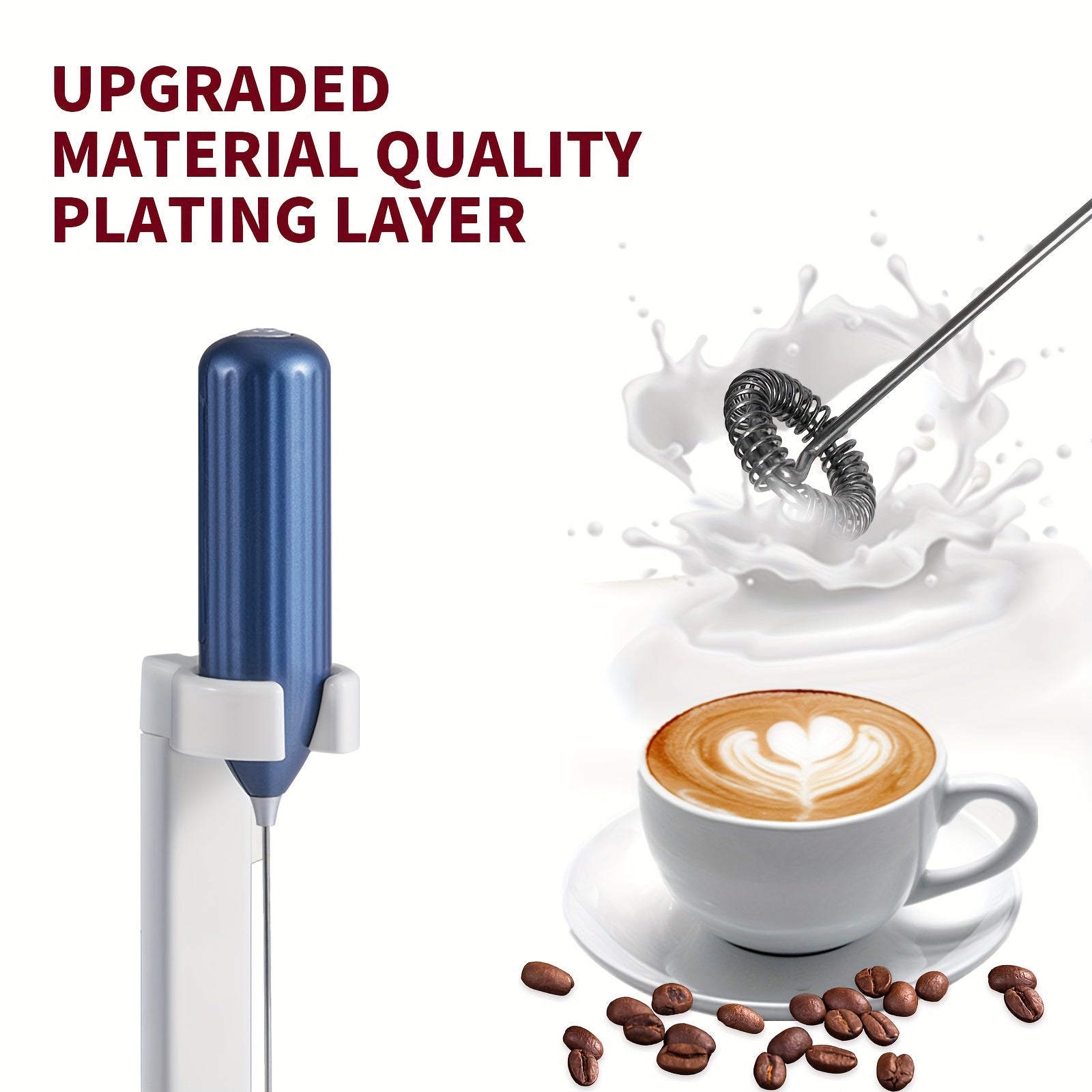 1pc, Lalayuan Powerful Electric Milk Frother, Mini Milk Foamer, Battery Operated (Not Included) Stainless Steel Drink Mixer, Handheld Electric Whisk For Coffee, Latte, Cappuccino, Chocolate, Matcha